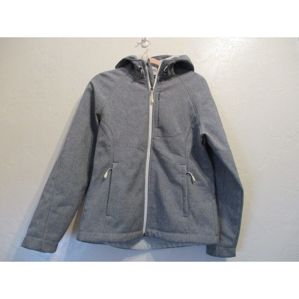Kirkland Womens Sz M Packable Fleece Lined Hooded Jacket Gray *Flaw*
